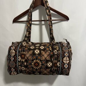Vintage Vera Bradley Floral Patterned Brown Duffel Bag